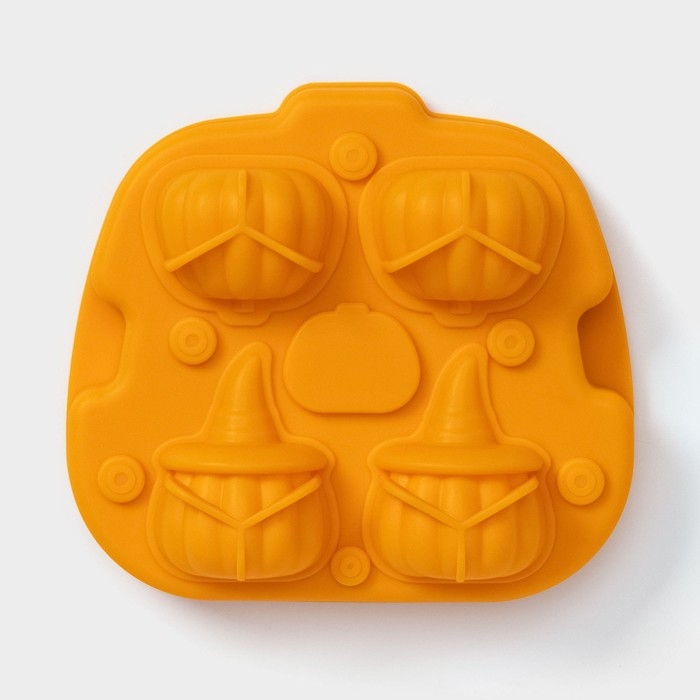 Форма для льда Доляна «Тыква», силикон, 4 ячейки, 15,4×14×4,5 см, цвет оранжевый Форма для льда Доляна «Тыква», силикон, 4 ячейки, 15,4×14×4,5 см, цвет оранжевый