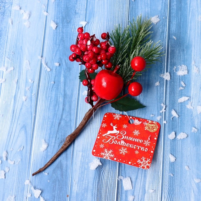 Декор  Декор "Зимние грезы" яблоко красная калина, 17 см