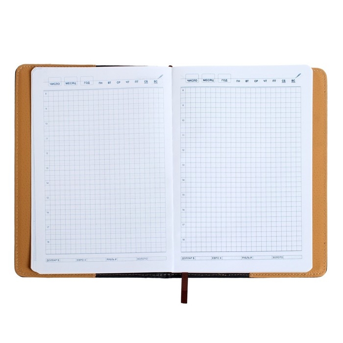 Ежедневник недатированный А5, 140 листов, в клетку, обложка кожзам, с карманом, МИКС Ежедневник недатированный А5, 140 листов, в клетку, обложка кожзам, с карманом, МИКС