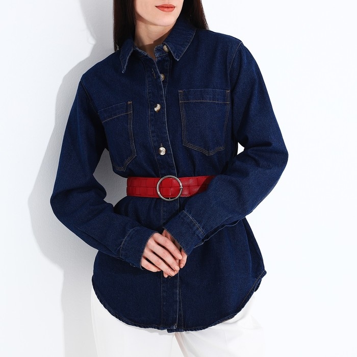 Ремень женский, ширина 4.5 см, пряжка металл, цвет красный