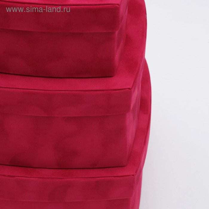 Набор коробок 3 в 1,  Набор коробок 3 в 1, "Бархат", сердце, 30,5 х 27,5 х 12 - 22 х 21 х 8,5 см