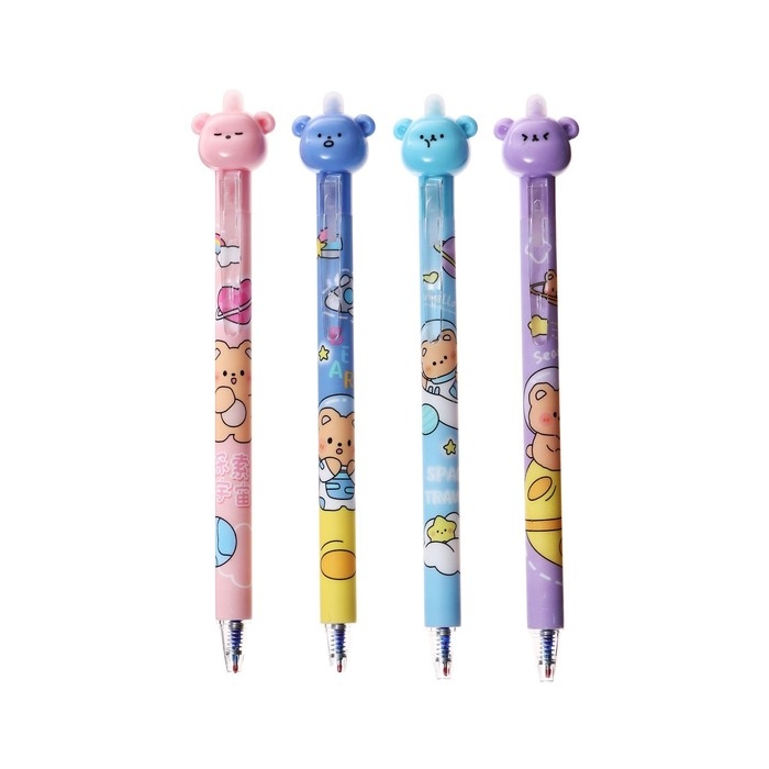 Ручка гелевая-прикол стираемые чернила Ручка гелевая-прикол стираемые чернила "Мишка-Космонавт", МИКС