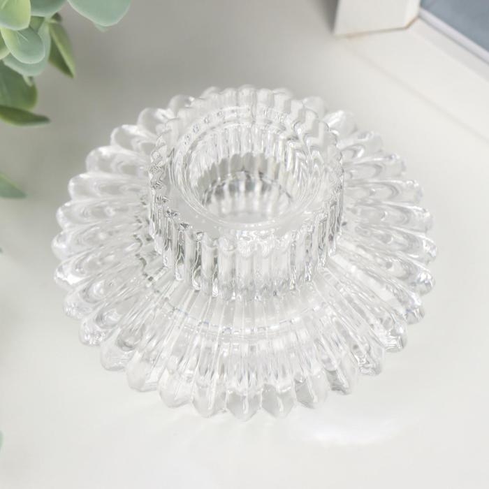 Подсвечник стекло на 1 свечу двусторонний Подсвечник стекло на 1 свечу двусторонний "Юбочка" прозрачный 5,3х7,5х7,5 см