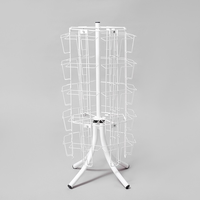 Стойка вращающаяся для открыток, настольная, 30 карманов А5, цвет белый Стойка вращающаяся для открыток, настольная, 30 карманов А5, цвет белый