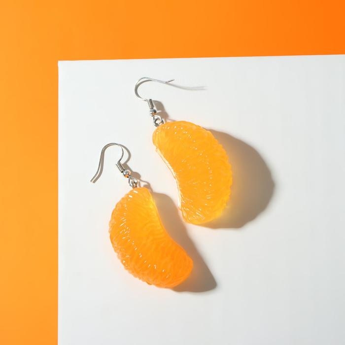 Серьги пластик «Вкусности» дольки мандарина, цвет оранжевый Серьги пластик «Вкусности» дольки мандарина, цвет оранжевый