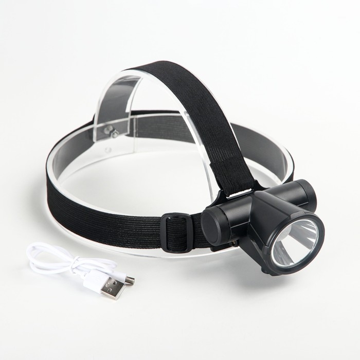 Фонарь налобный аккумуляторный 1 Вт, 1200 мАч, 110 лм, 7.5 x 6.2 х 5.7 см, USB Фонарь налобный аккумуляторный 1 Вт, 1200 мАч, 110 лм, 7.5 x 6.2 х 5.7 см, USB