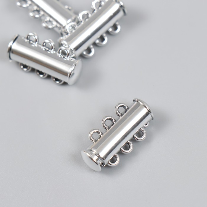 Застёжка магнитная трёхрядная металл серебро 0,6х2,1 см Застёжка магнитная трёхрядная металл серебро 0,6х2,1 см