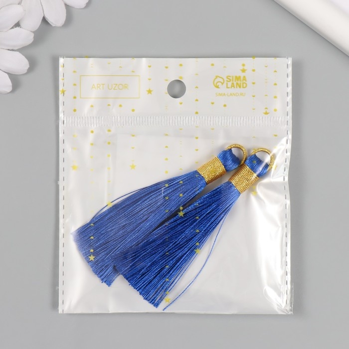 Декор для творчества текстиль Декор для творчества текстиль "Кисть. Оливия" синий набор 2 шт 8х1,2 см