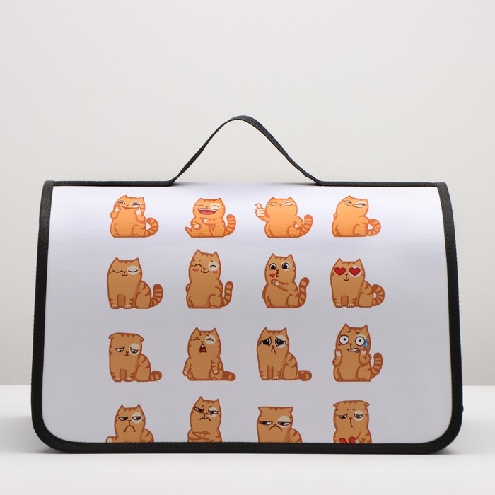 Сумка - переноска для животных каркасная,  45 х 25 х 30 см, белая с котами Сумка - переноска для животных каркасная,  45 х 25 х 30 см, белая с котами