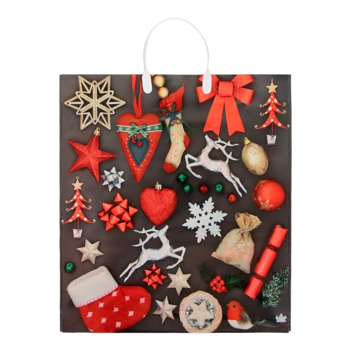 Новый год. Пакет  Новый год. Пакет "Коллаж сталь", полиэтиленовый с пластиковой ручкой, 44 х 40 см.