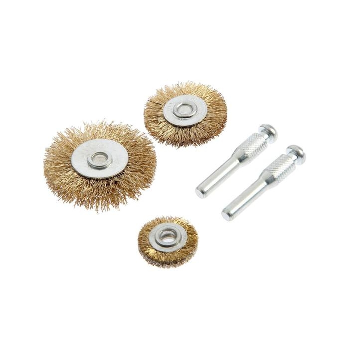 Набор щеток металлических для дрели ТУНДРА, плоские 25-38-50 мм, 3 шт. + 2 шпильки Набор щеток металлических для дрели ТУНДРА, плоские 25-38-50 мм, 3 шт. + 2 шпильки