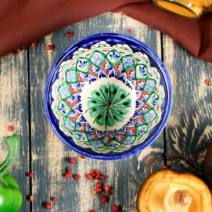 Пиала Риштанская Керамика  Пиала Риштанская Керамика "Узоры", 11,5 см, большая, микс