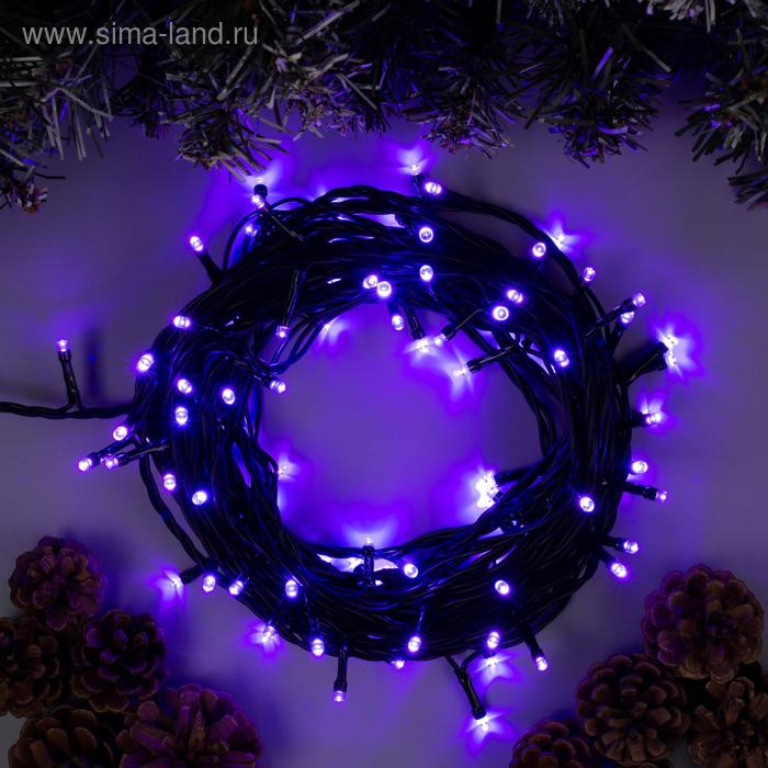 Гирлянда «Нить» 10 м, IP44, тёмная нить, 100 LED, свечение фиолетовое, 8 режимов, 220 В Гирлянда «Нить» 10 м, IP44, тёмная нить, 100 LED, свечение фиолетовое, 8 режимов, 220 В
