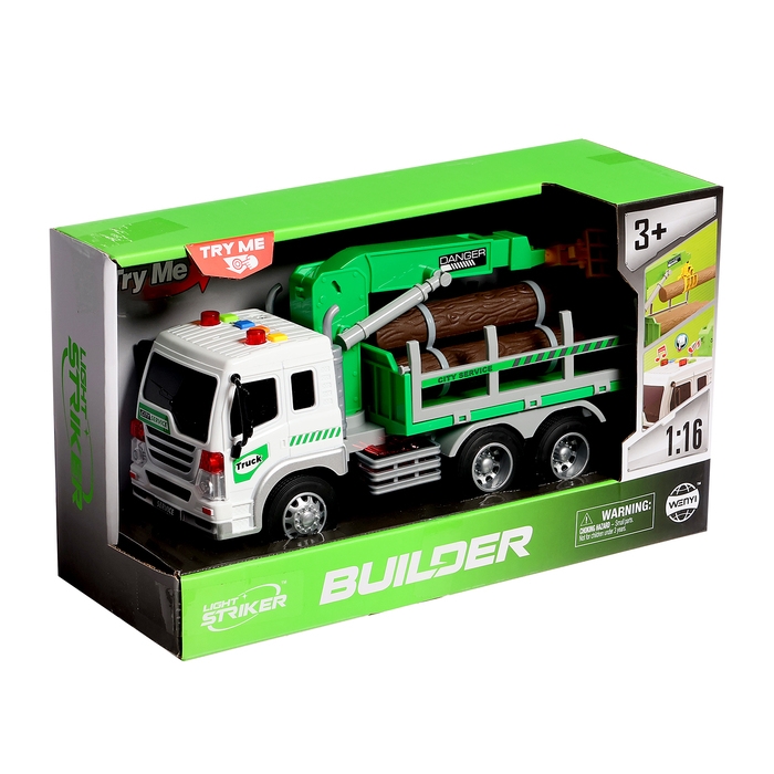 Грузовик «Лесовоз», инерция, 1:16, световые и звуковые эффекты Грузовик «Лесовоз», инерция, 1:16, световые и звуковые эффекты