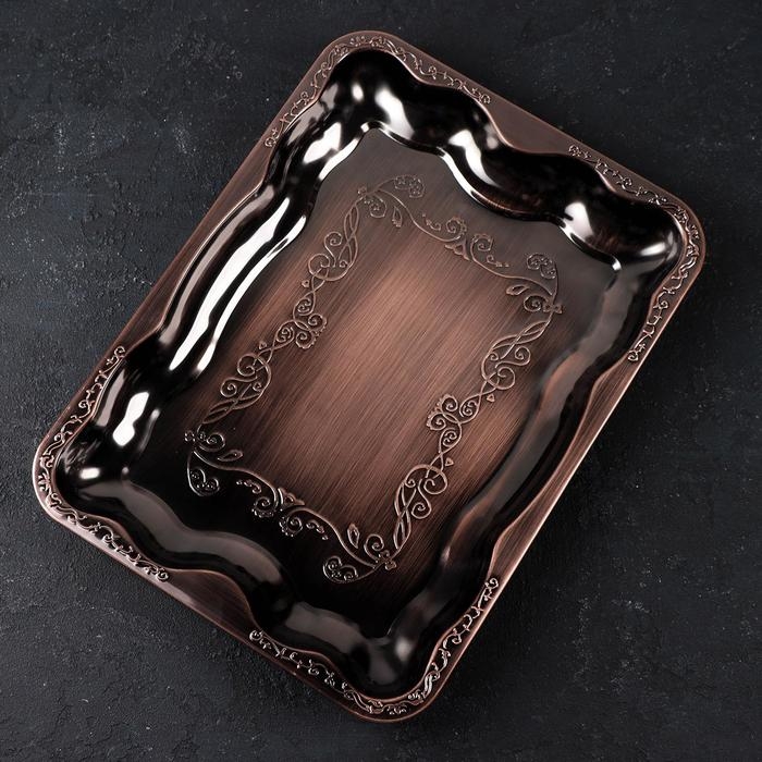 Поднос из нержавеющей стали «Дарк», 40×29×4 см, цвет бронзовый Поднос из нержавеющей стали «Дарк», 40×29×4 см, цвет бронзовый
