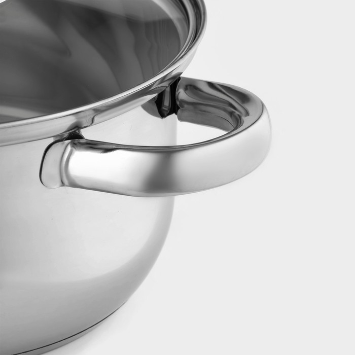 Кастрюля с крышкой из нержавеющей стали Доляна «Классика», 2,2 л, d=19 см, капсульное дно Кастрюля с крышкой из нержавеющей стали Доляна «Классика», 2,2 л, d=19 см, капсульное дно