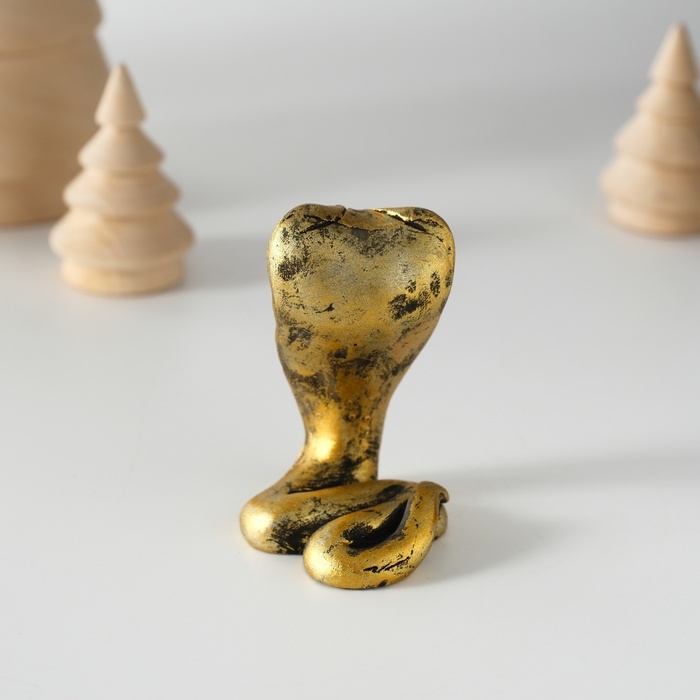 Сувенир полистоун Сувенир полистоун "Кобра королевская" чёрно-золотая 3,3х6 см