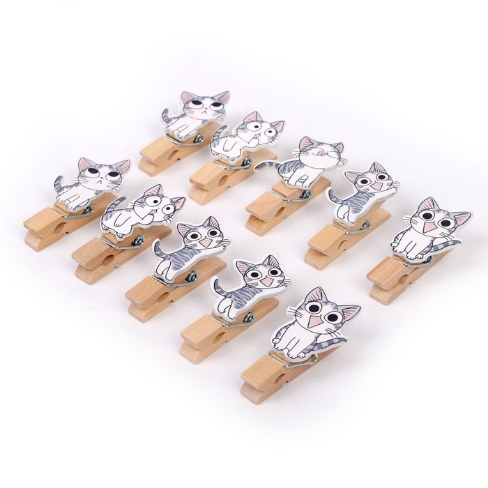 Набор для фото и декора «Котята», в наборе прищепки 10 шт., верёвка 100 см Набор для фото и декора «Котята», в наборе прищепки 10 шт., верёвка 100 см