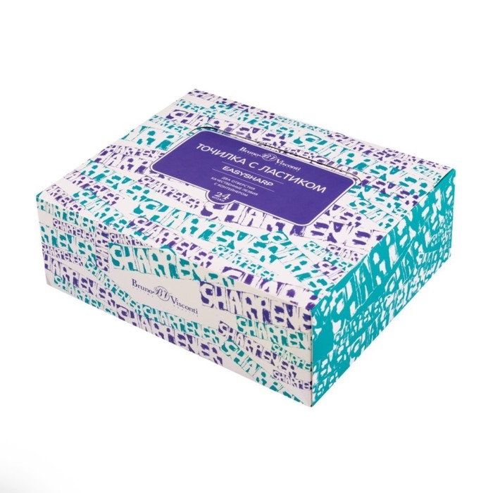 Точилка 2 отверстия с контейнером EASYSHARP, с ластиком, МИКС Точилка 2 отверстия с контейнером EASYSHARP, с ластиком, МИКС