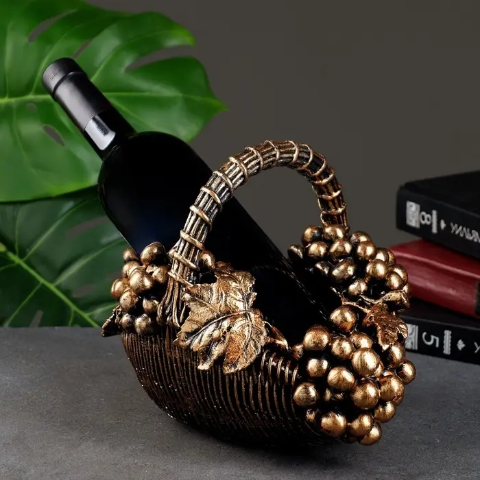 Подставка для бутылки &laquo;Корзина с виноградом&raquo;, под бронзу с позолотой, 20&times;25&times;22 см