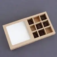 Коробка для 9 конфет, крафт, 13.5×13.5×3.2 см
