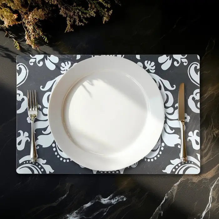 Салфетка сервировочная на стол Доляна &laquo;Абстракция&raquo;, 43&times;28 см, белая