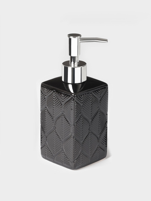 Набор для ванной «Лепесток», 3 предмета, дозатор для мыла, стакан, мыльница, чёрный Набор для ванной «Лепесток», 3 предмета, дозатор для мыла, стакан, мыльница, чёрный