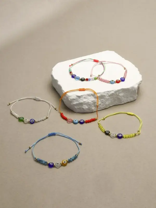 Браслет-оберег &laquo;Глазик&raquo;, ассорти, цветной в серебре