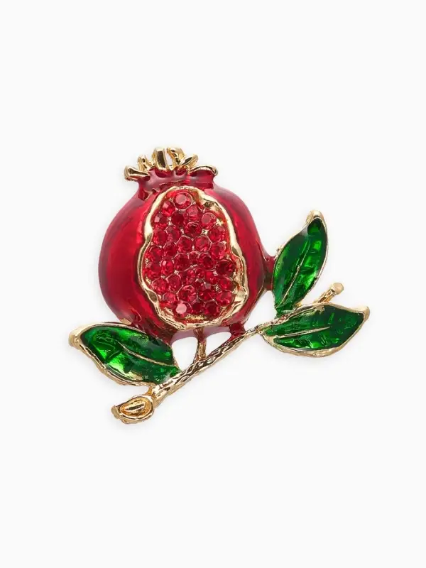 Брошь Брошь "Гранат" в разрезе, со стразами, красно-зелёная в золоте