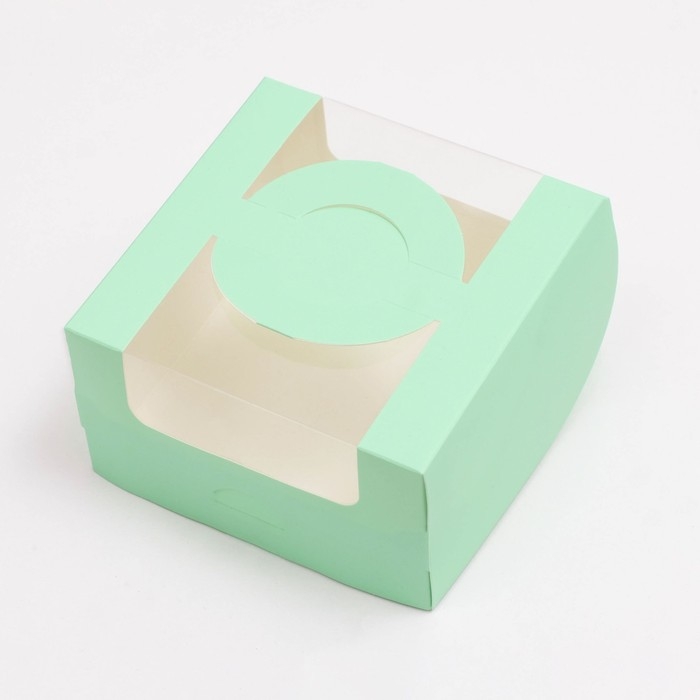 Коробка под бенто-торт с окном, мятный, 14 х 14 х 8 см Коробка под бенто-торт с окном, мятный, 14 х 14 х 8 см