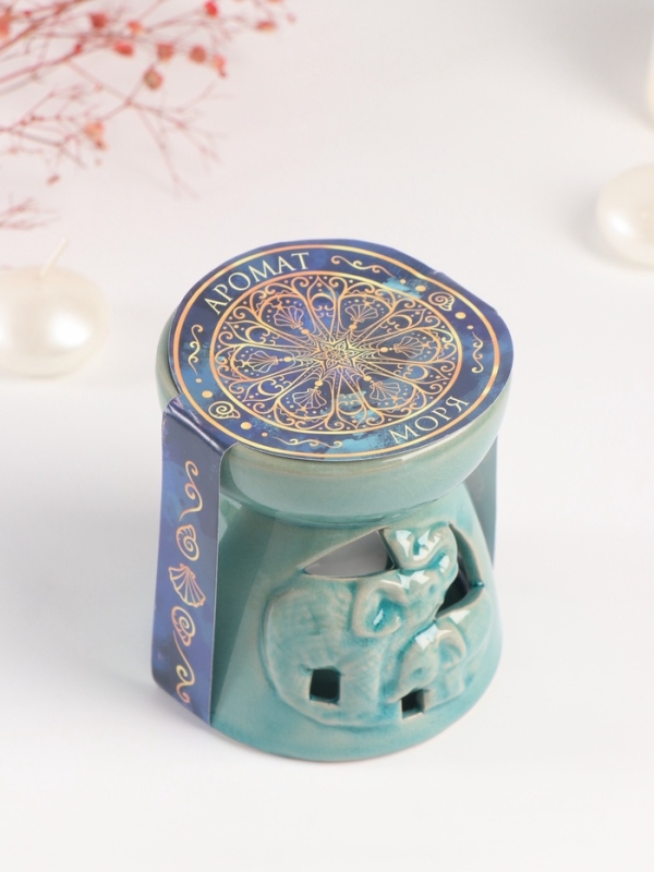 Набор: аромалампа для эфирных масел, мелтсы из воска ароматические «Слон со слонёнком», бирюза, 10×10×9 см Набор: аромалампа для эфирных масел, мелтсы из воска ароматические «Слон со слонёнком», бирюза, 10×10×9 см