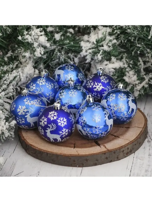 Ёлочные игрушки &laquo;Северный олень&raquo;, шары новогодние, d=6 см, набор 8 шт., синий