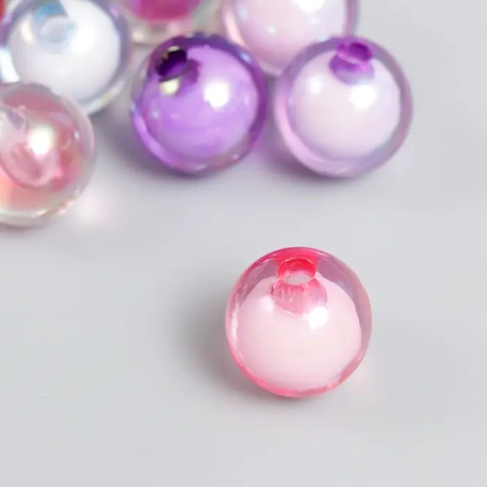 Бусина акрил с несквозным отверстием Бусина акрил с несквозным отверстием "Шарик - цвет внутри" н-р 10 шт цветные 1,5х1,5х1,5 см 789263