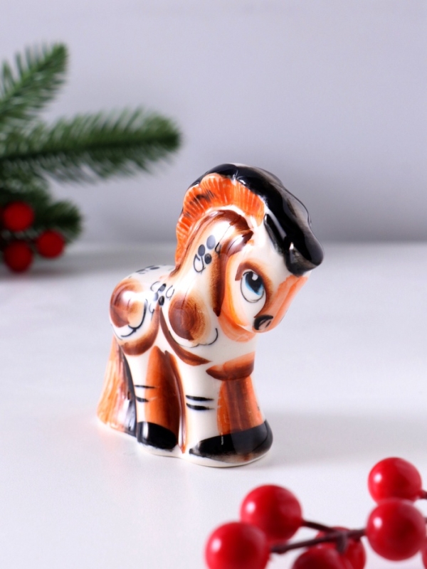 Сувенир Конь Буцефал, 9х10х3,5 см, гжель, цвет Сувенир Конь Буцефал, 9х10х3,5 см, гжель, цвет