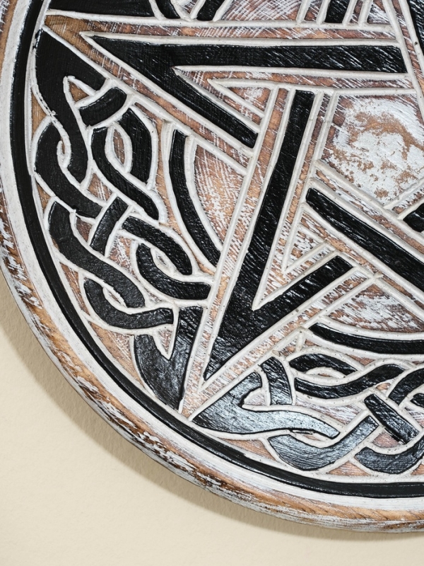 Панно резное дерево  Панно резное дерево "Кельтская пентаграмма", 30х30х2,5 см