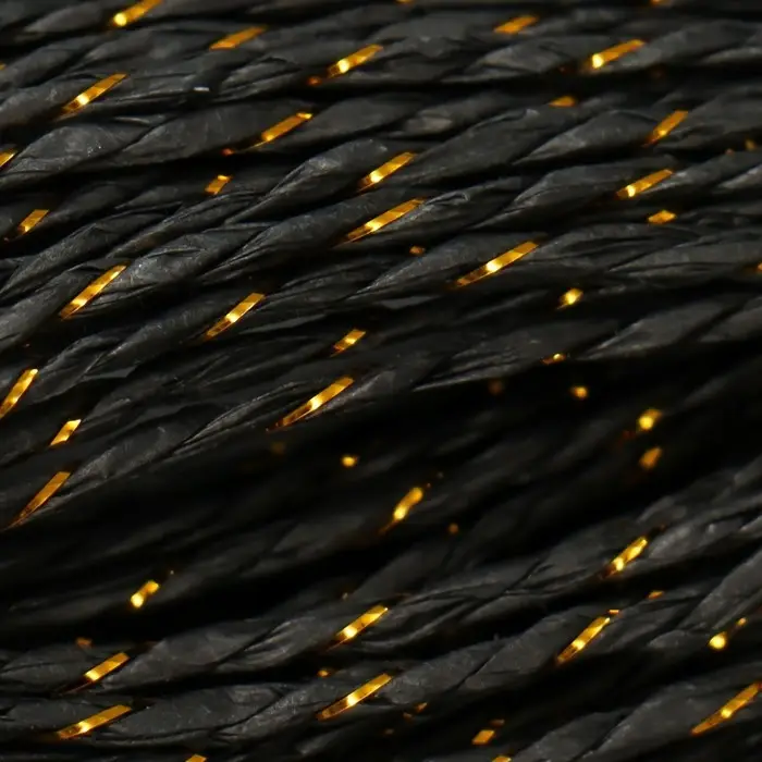 Пряжа 100% целлюлоза "Softino Raffia Color Melange" кручёная, чёрная с золотом 10м