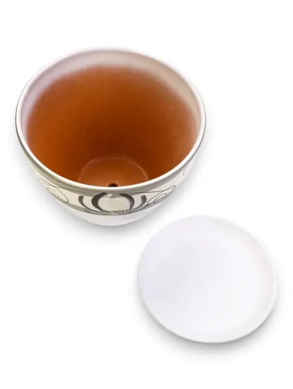 Горшок цветочный поддоном  8 л,  керамика, Лотос белый (М) Горшок цветочный поддоном  8 л,  керамика, Лотос белый (М)