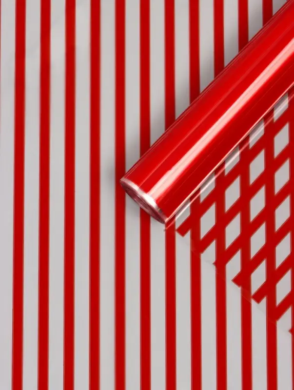 Пленка прозрачная с рисунком «Полосы узкие» Красный 0.7×8.2±5%м