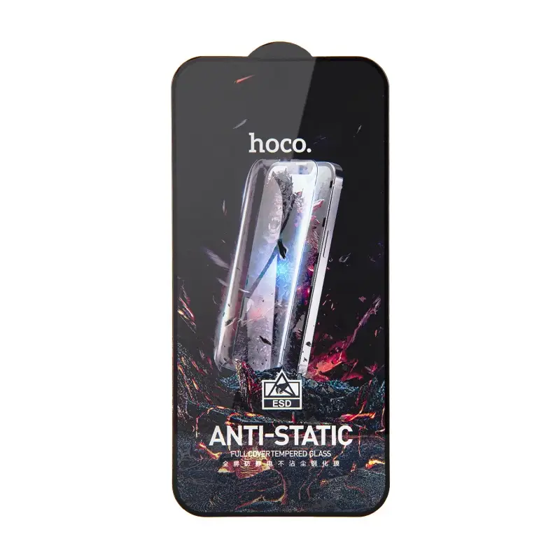 Защитное стекло для iPhone 15 Plus/16 Plus Full Screen Anti-Static G10 Hoco Black без уп. (25 шт./уп)