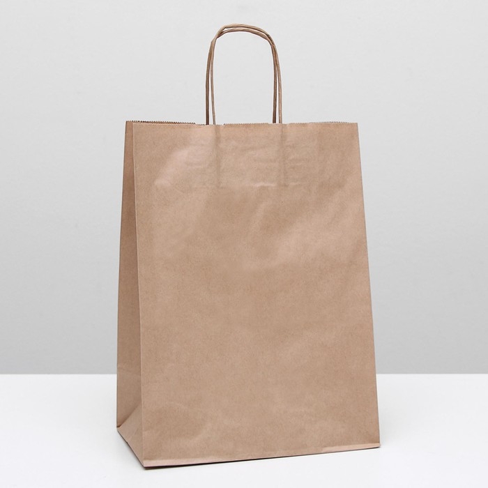 Пакет крафт без печати, круглая ручка 26 х 15 х 35 см, набор 10 шт Пакет крафт без печати, круглая ручка 26 х 15 х 35 см, набор 10 шт
