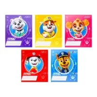 Тетрадь в клетку 12 листов, 5 видов МИКС, обложка мелованный картон, &laquo;Щенячий патруль&raquo;