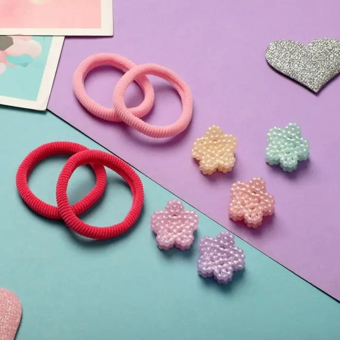 Набор для волос Набор для волос "Бусинка" (4 резинки, 6 крабов) цветочки, 2 см