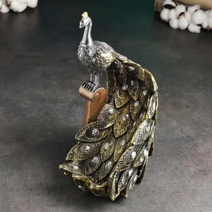 Подставка для бутылки &laquo;Павлин с хвостом&raquo;, полистоун