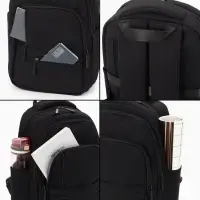 Рюкзак школьный, 2 отделения, 5 карманов, водонепроницаемое дно, 26&times;14&times;39 см, чёрный