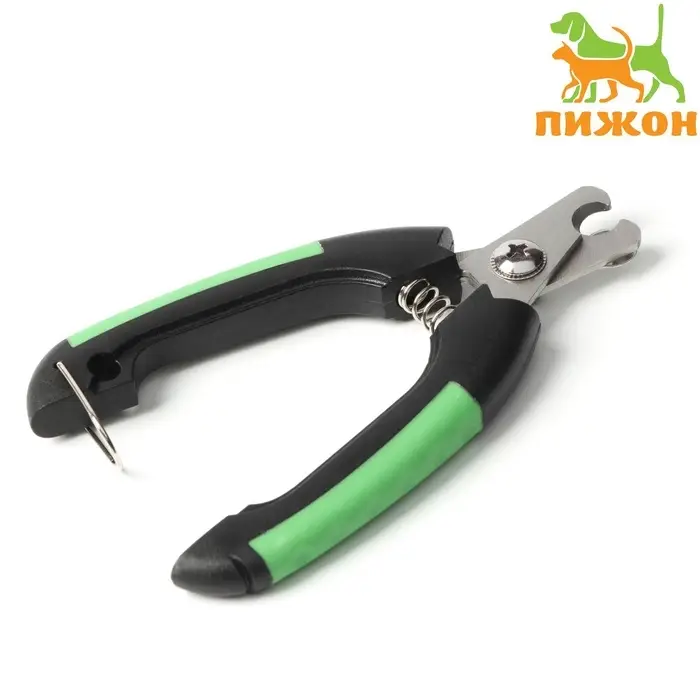 Когтерез боковой малый, с закругленными резиновыми ручками, отверстие 8 мм, чёрный, зелёный