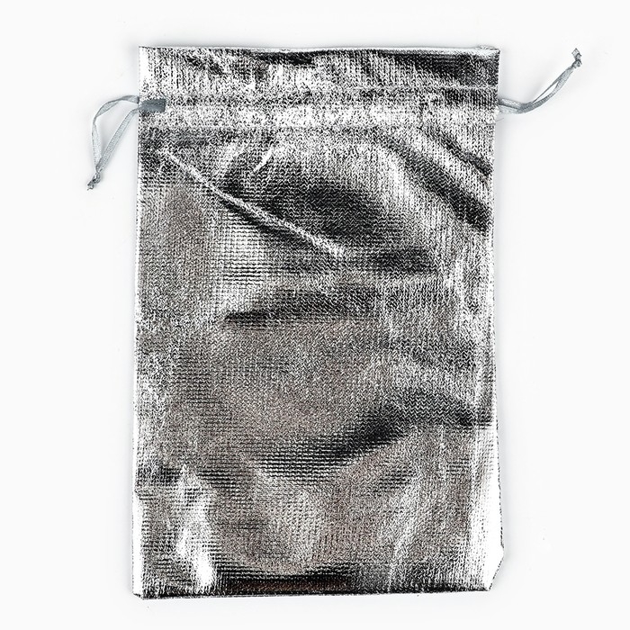 Мешочек подарочный парча «Новогодние игрушки», серебро, 16 х 24 см , Новый год