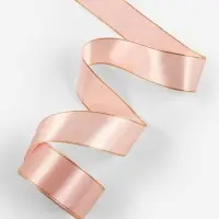 Лента атласная, с золотым люрексом, 40 мм, 23&plusmn;1 м, светло-розовая №107