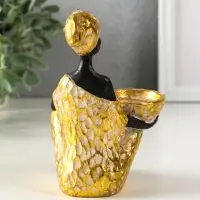 Подсвечник полистоун "Африканка в золотом платье с цветами" d=4,5 см 10,5х12х16 см Подсвечник полистоун "Африканка в золотом платье с цветами" d=4,5 см 10,5х12х16 см