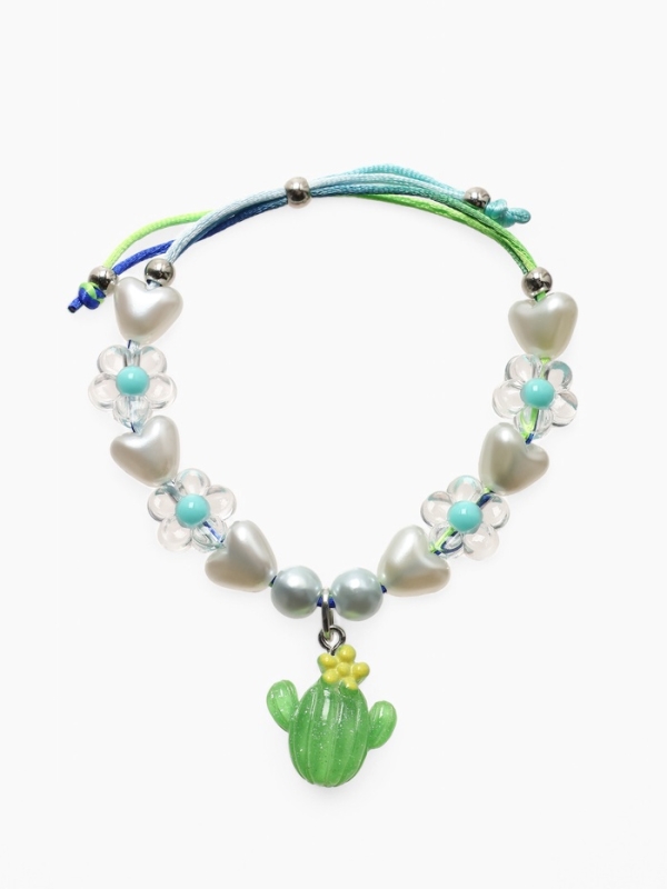 Браслет детский  Браслет детский "Выбражулька" на затяжке, кактус с бусинами цветы, цветной
