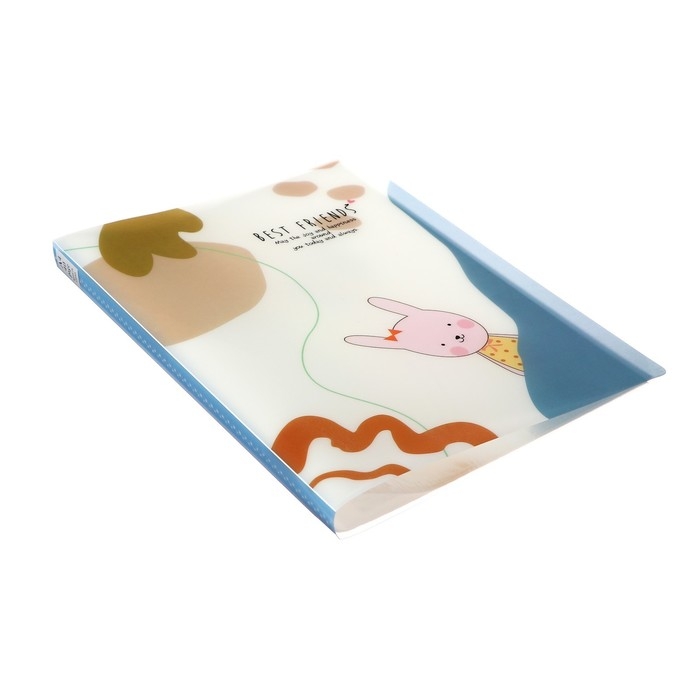 Папка формат А4, с 40 прозрачными файлами Папка формат А4, с 40 прозрачными файлами "Зверята", МИКС